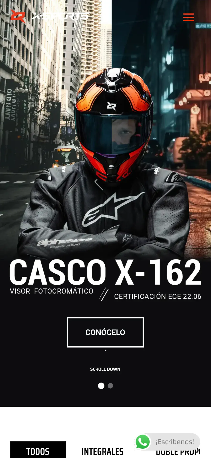Vista móvil de X Sports Helmets